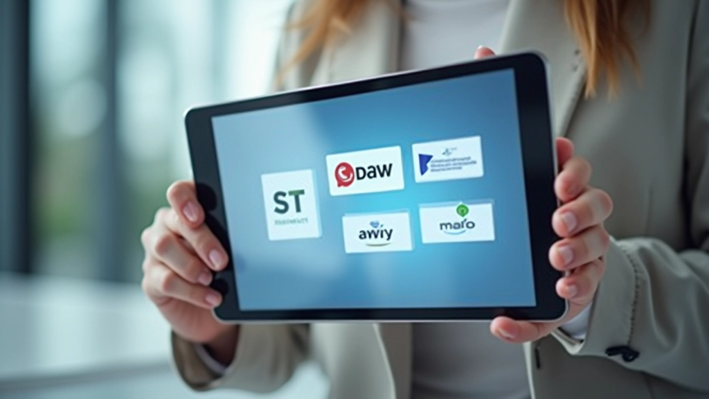 Daudz dažādu uzņēmumu logotipu attēloti vizuālā kolāžā uz ekrāna